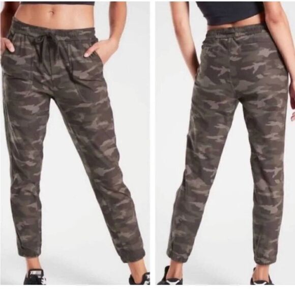 Athleta Camo Farallon Jogger Pants Womens Plus Size 22 Green Running Jogging Gym - Picture 2 of 9